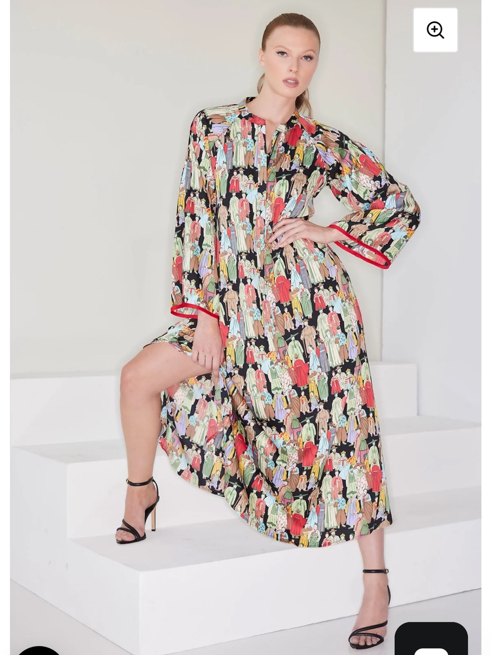 Natori Dynasty Mandarin Half Zip Caftan XXL